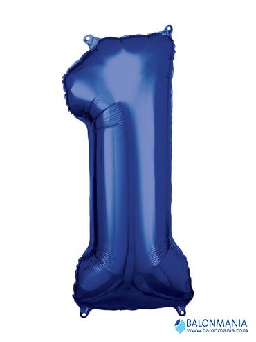 SuperShape Number 1 Blue Foil Balloon L34 Packaged 33cm x 86cm