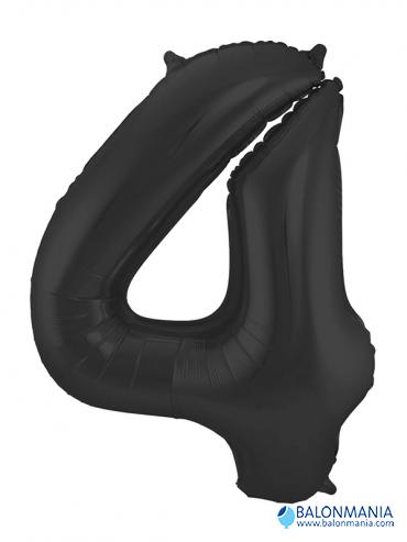 SuperShape Number 4 Black Foil Balloon L34 Packaged 55cm x 88cm