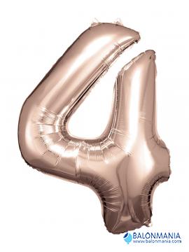 SuperShape Number 4 Rose Gold Foil Balloon L34 Packaged 66cm x 88cm