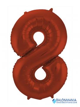 SuperShape Number 8 Red Foil Balloon L34 Packaged 53cm x 83c