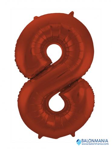 SuperShape Number 8 Red Foil Balloon L34 Packaged 53cm x 83c