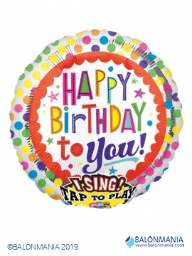 Happy birthday Dots svirajući balon folijski