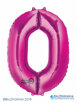 SuperShape Number 0 Pink Foil Balloon L34 Packaged 66cm x 88cm