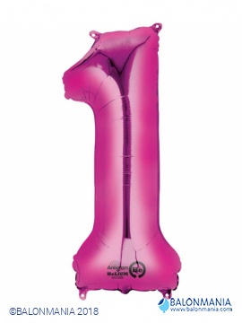 SuperShape Number 1 Pink Foil Balloon L34 Packaged 33cm x 86cm