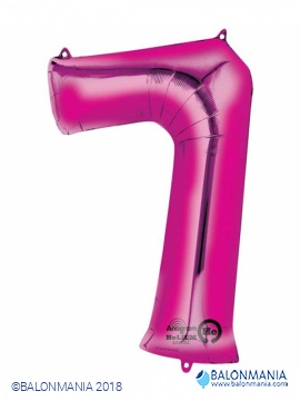 SuperShape Number 7 Pink Foil Balloon L34 Packaged 58cm x 88cm