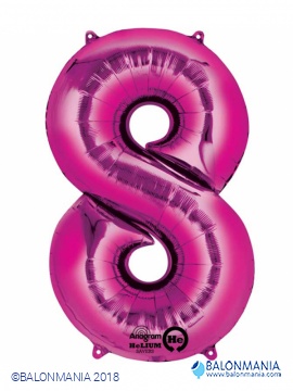 SuperShape Number 8 Pink Foil Balloon L34 Packaged 53cm x 83cm