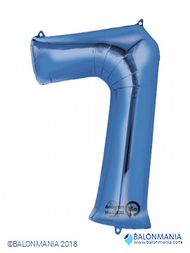 SuperShape Number 7 Blue Foil Balloon L34 Packaged 58cm x 88cm
