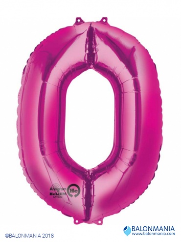 SuperShape Number 0 Pink Foil Balloon L34 Packaged 66cm x 88cm