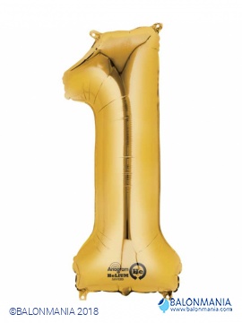 SuperShape Number 1 Gold Foil Balloon L34 Packaged 33cm x 86cm