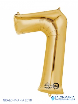 SuperShape Number 7 Gold Foil Balloon L34 Packaged 58cm x 88cm