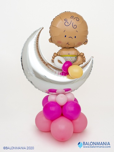 Balonska dekoracija "Pink beba na mjesecu" premium