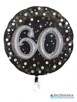 Balon broj 60 Sparkling Birthday jumbo folijski 81x81cm