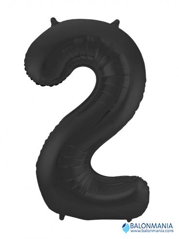 SuperShape Number 2 Black Foil Balloon L34 Packaged 55cm x 83cm