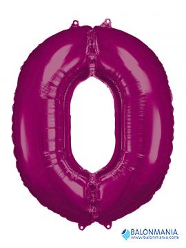 SuperShape Number 0 Pink Foil Balloon L34 Packaged 66cm x 88cm