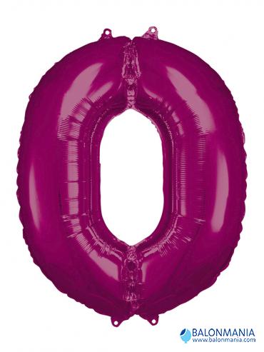 SuperShape Number 0 Pink Foil Balloon L34 Packaged 66cm x 88cm