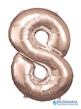 SuperShape Number 8 Rose Gold Foil Balloon L34 Packaged 53cm x 83cm