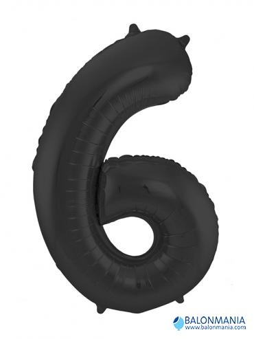 SuperShape Number 6 Black Foil Balloon L34 Packaged 58cm x 83cm