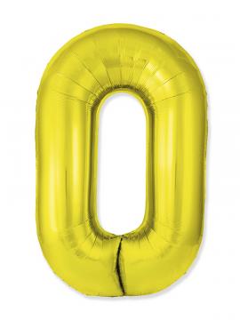 SuperShape Number 0 Gold Foil Balloon L34 Packaged 66cm x 88cm