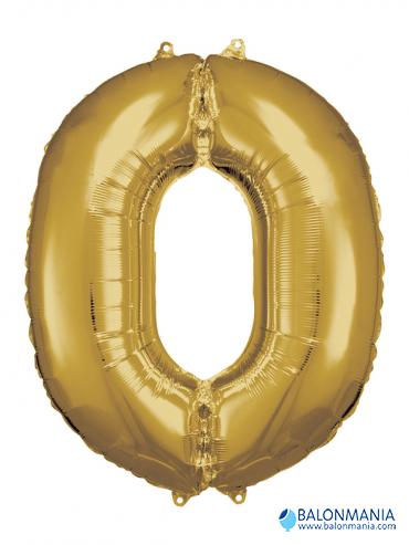 SuperShape Number 0 Gold Foil Balloon L34 Packaged 66cm x 88cm
