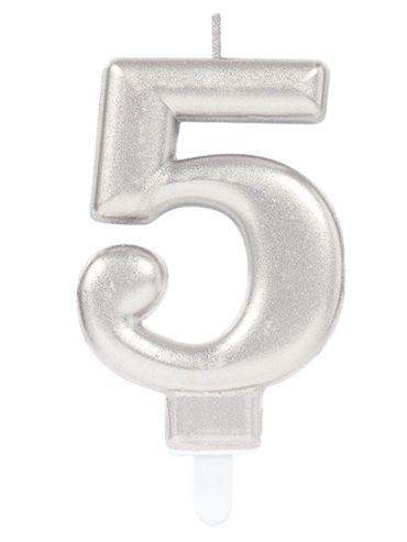 Rođendanska svjećica broj 5 SILVER