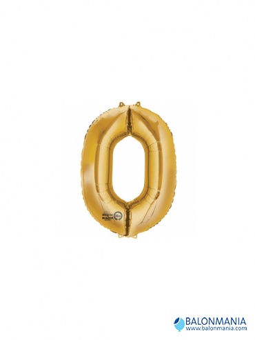 Zlatni balon broj 0 mali folijski 20x35cm
