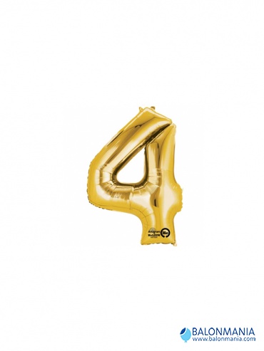 Zlatni balon broj 4 mali folijski 20x35cm