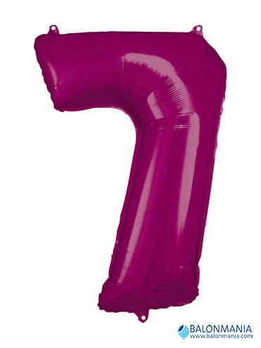 SuperShape Number 7 Pink Foil Balloon L34 Packaged 58cm x 88cm