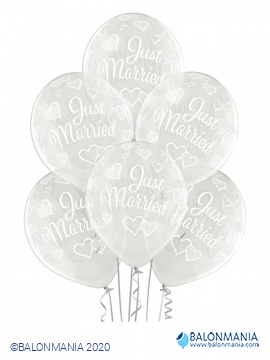 Balon lateks "Just Married" 6 kom