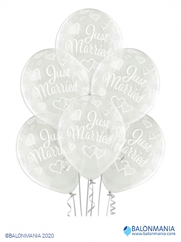 Balon lateks "Just Married" 6 kom