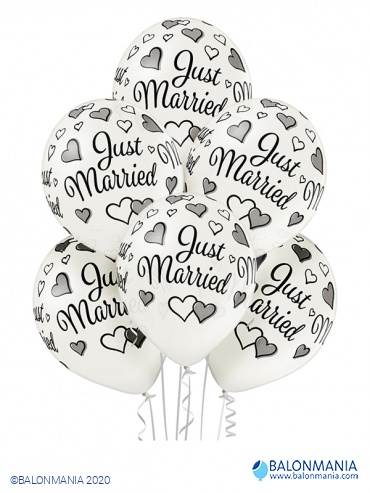 Balon Lateks "Just Married" 6 kom