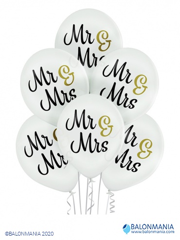 Balon lateks "Mr & Mrs" 6 kom