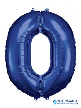 SuperShape Number 0 Blue Foil Balloon L34 Packaged 66cm x 88cm