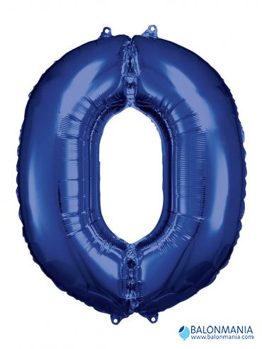 SuperShape Number 0 Blue Foil Balloon L34 Packaged 66cm x 88cm